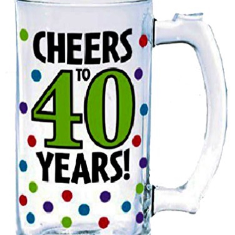 15oz glass mug "Cheers to 40 years!" - Picture 2 of 3